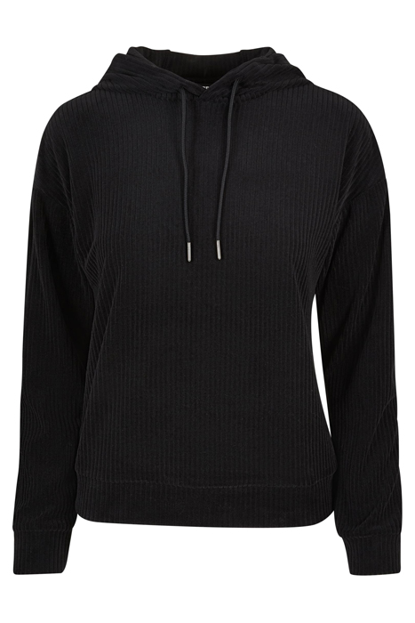 LADIES VELVET RIB HOODY BLACK 4