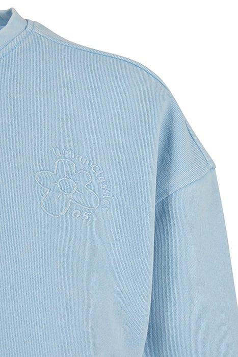 LADIES CROPPED FLOWER EMBROIDERY TERRY CREWNECK BALTICBLUE 9