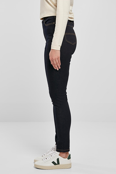 LADIES ORGANIC HIGH WAIST SKINNY JEANS DARKBLUE RAW 6