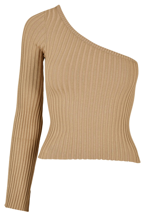 LADIES SHORT RIB KNIT ONE SLEEVE SWEATER UNIONBEIGE 3