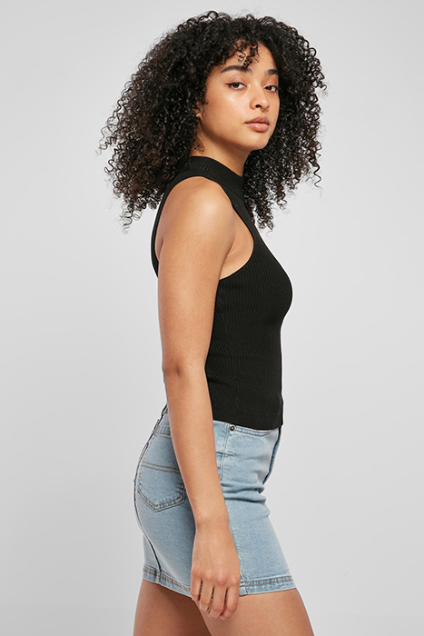 LADIES SHORT RIB KNIT TURTLENECK TOP BLACK 7