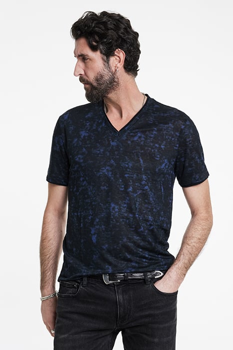 WOOSTER SLIM FIT SS LINENV-NECK MIDNIGHT 1