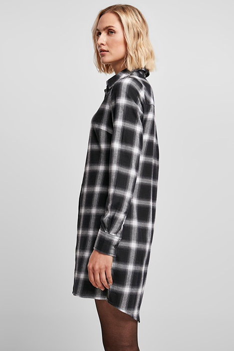 LADIES COTTON CHECK SHIRT DRESS BLACK/WHITE 6