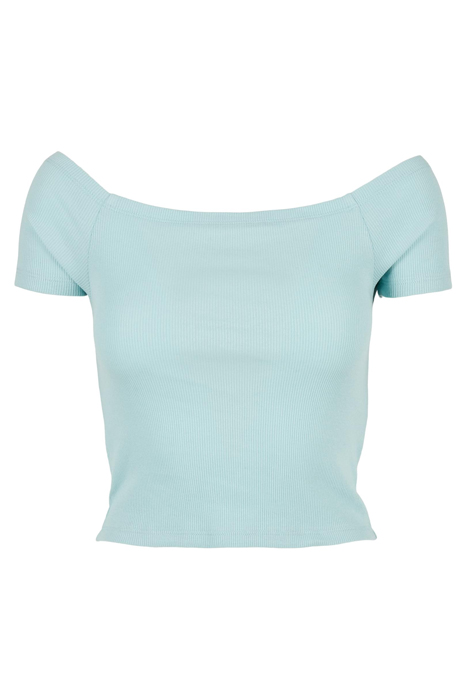 LADIES OFF SHOULDER RIB TEE SEABLUE 5