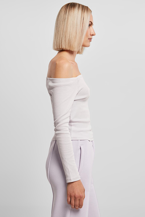 LADIES OFF SHOULDER RIB LONGSLEEVE SOFTLILAC 7