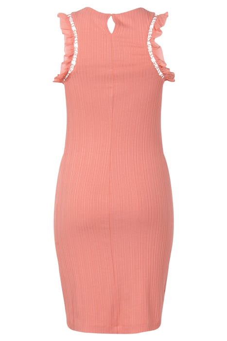 OLGA FRILL DRESS PEACH CORAL 2