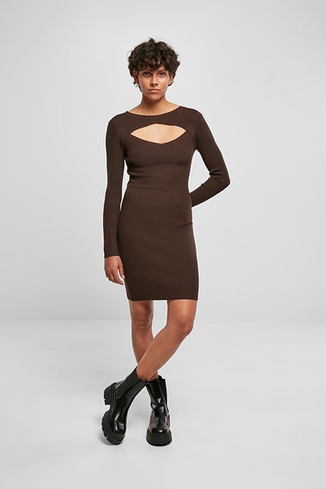 LADIES CUT OUT DRESS BROWN 3