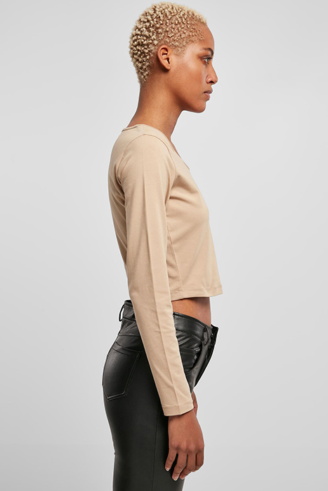 LADIES ORGANIC WIDE NECK CROPPED LONGSLEEVE UNIONBEIGE 7
