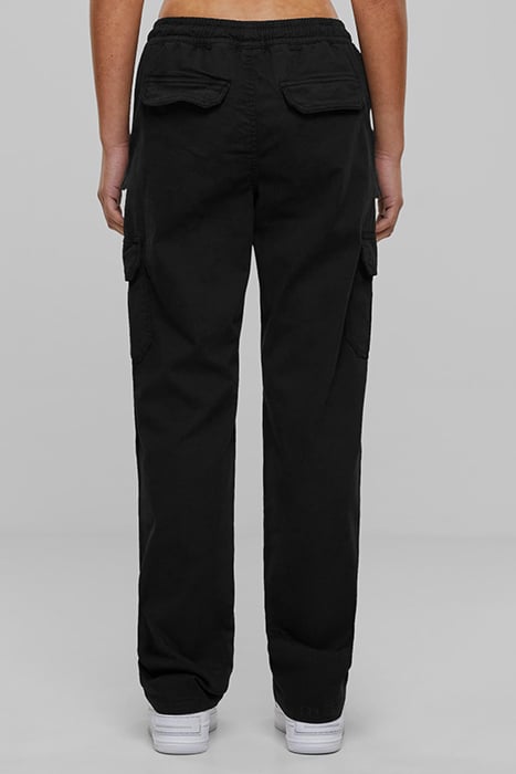 LADIES HIGH WAIST TWILL CARGO PANTS BLACK 2