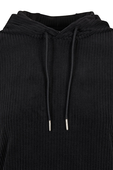 LADIES VELVET RIB HOODY BLACK 8