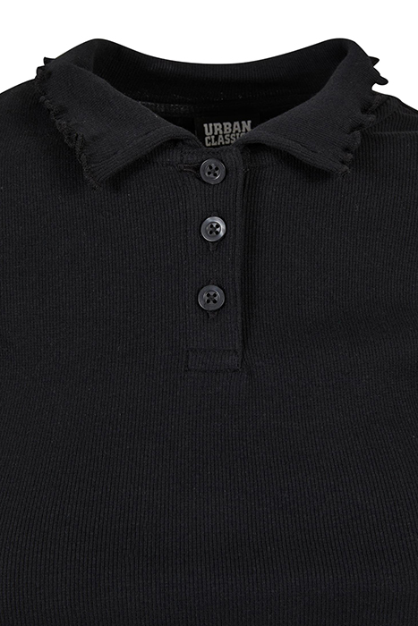 LADIES RIB POLO TEE BLACK 9
