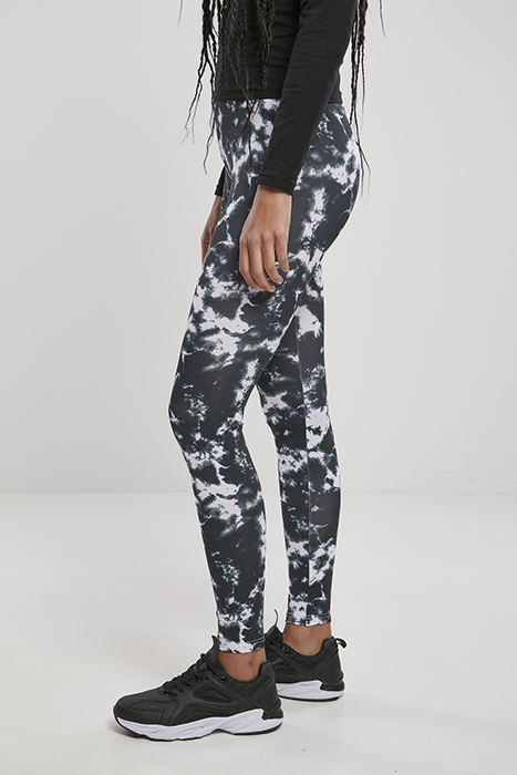 LADIES TIE DYE LEGGINGS BLACK/WHITE 6