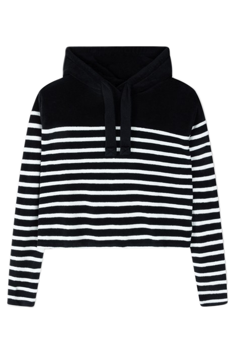 TERRY HOODIE STRIPES BLACK/ECRU 4