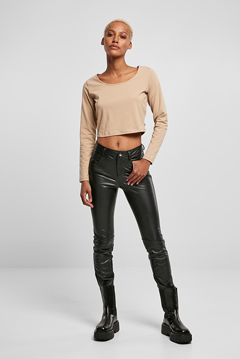 LADIES ORGANIC WIDE NECK CROPPED LONGSLEEVE UNIONBEIGE 3