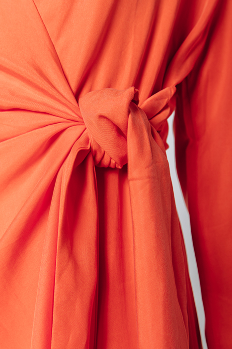 HETTE UNI WRAP MINI DRESS BRIGHT ORANGE 10