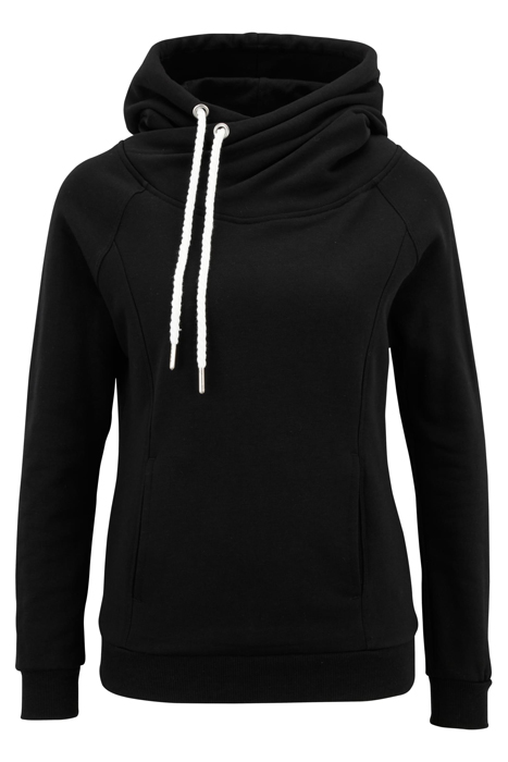 LADIES RAGLAN HIGH NECK HOODY BLACK 4
