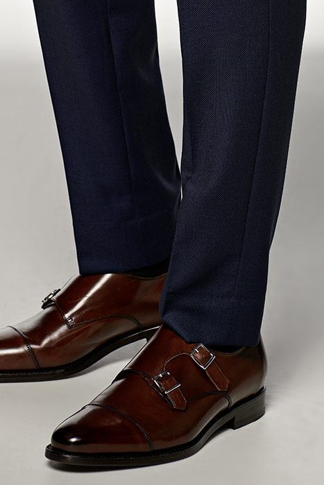 BLUE BIRD'S EYE SLIM LEG STRAIGHT TROUSERS 6