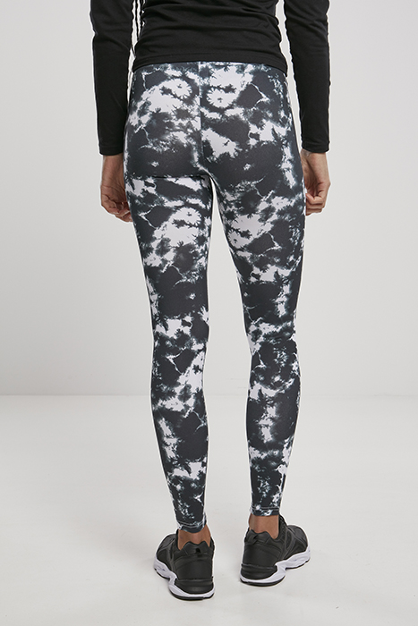 LADIES TIE DYE LEGGINGS BLACK/WHITE 2