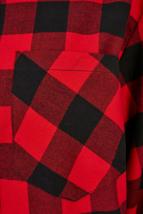LADIES OVERSIZED CHECK FLANNEL SHIRT DRESS BLACK/RED 10