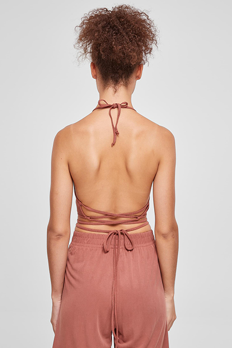 LADIES RIB TRAPEZE CROPPED TOP TERRACOTTA 2