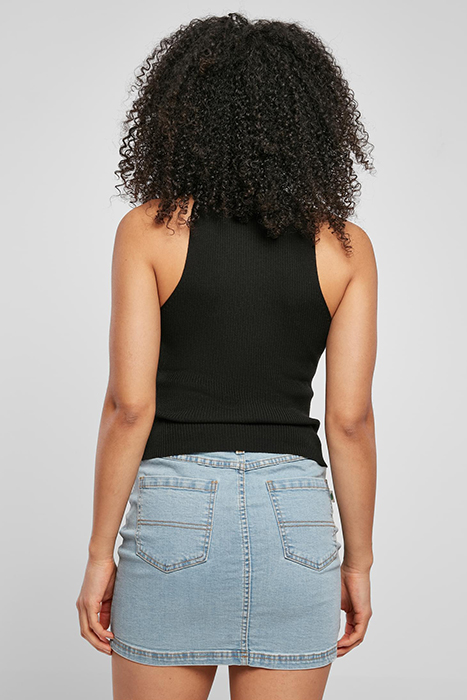 LADIES SHORT RIB KNIT TURTLENECK TOP BLACK 2