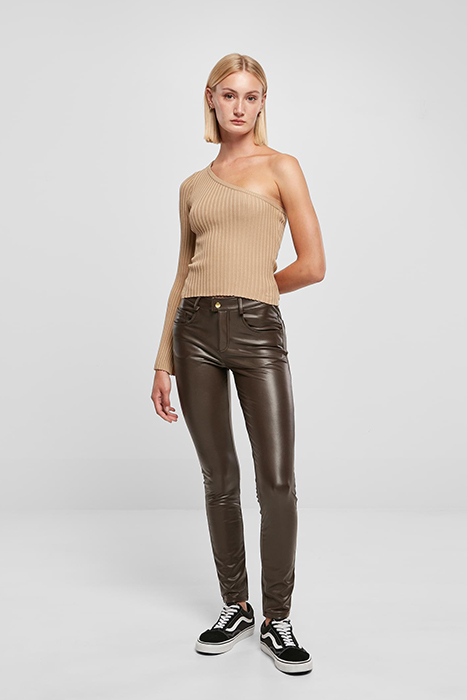 LADIES SHORT RIB KNIT ONE SLEEVE SWEATER UNIONBEIGE 2