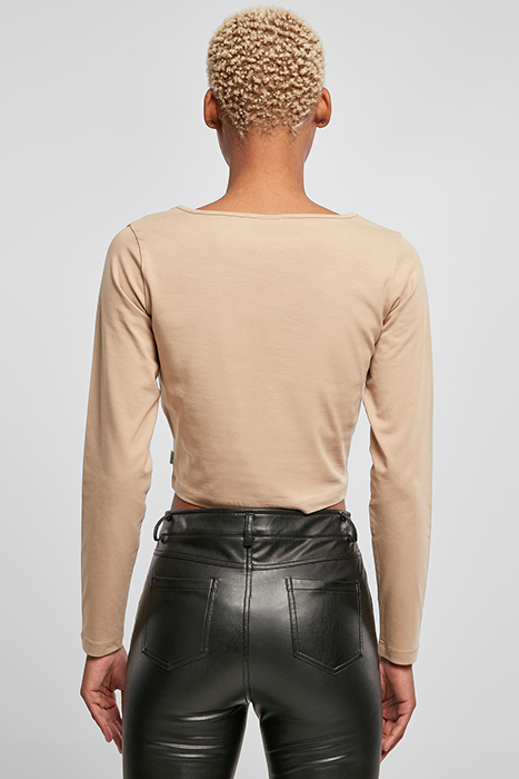 LADIES ORGANIC WIDE NECK CROPPED LONGSLEEVE UNIONBEIGE 2