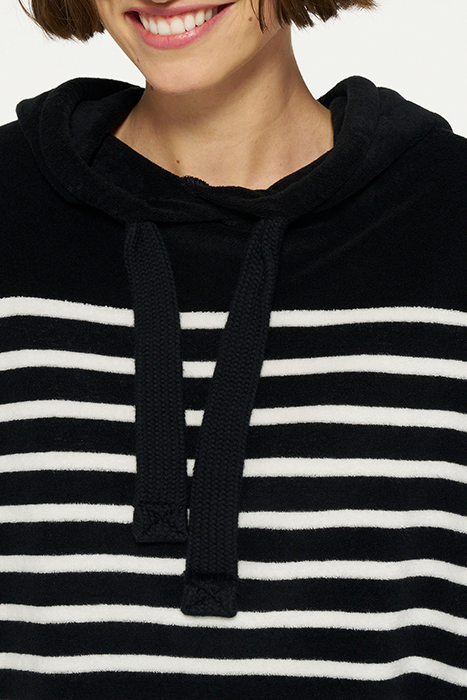 TERRY HOODIE STRIPES BLACK/ECRU 6