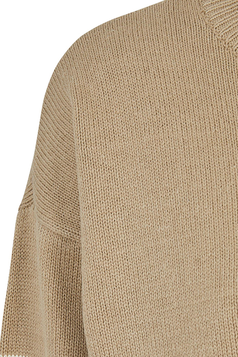 LADIES STRIPED KNIT CREW SWEATER WETSAND/SAND 9