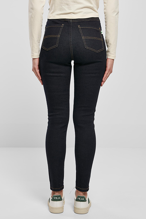 LADIES ORGANIC HIGH WAIST SKINNY JEANS DARKBLUE RAW 2
