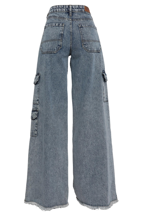 LADIES MID WAIST CARGO DENIM PANTS VINTAGE LIGHTBLUE WASHED 5