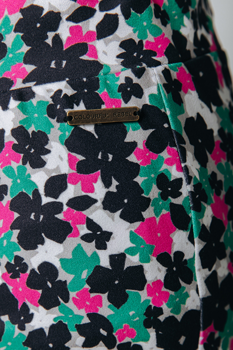 CUTE FLOWER PEACHED EXTRA FLARE PANTS MULTICOLOR 5