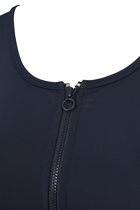 LADIES SIDE STRIPE CROPPED ZIP TOP NAVY/FIRE RED/WHITE 10