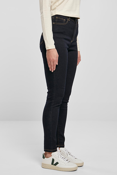 LADIES ORGANIC HIGH WAIST SKINNY JEANS DARKBLUE RAW 7