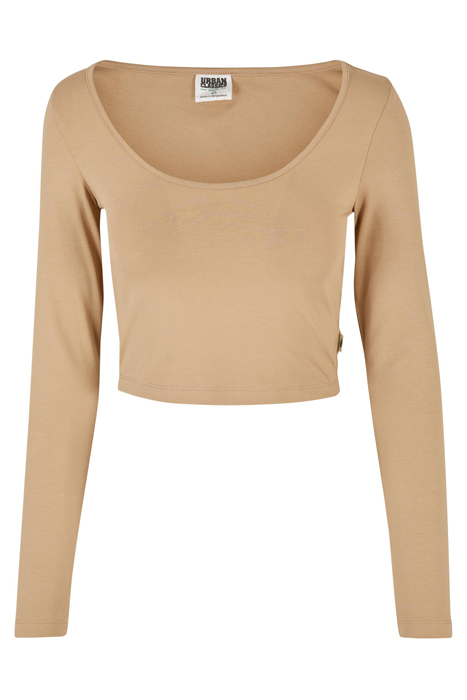 LADIES ORGANIC WIDE NECK CROPPED LONGSLEEVE UNIONBEIGE 4