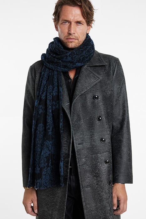 ANSON SCARF - GOTHIC PATTERN BOUCLE SCARF COSMOS BLUE 2