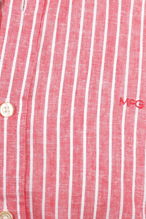 COTTON LINEN STRIPE SHIRT RED 9