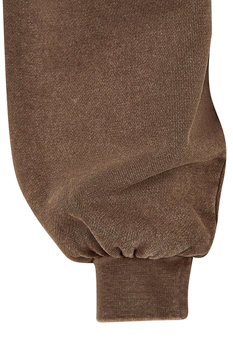 LADIES CROPPED SMALL EMBROIDERY TERRY CREWNECK BROWN 10