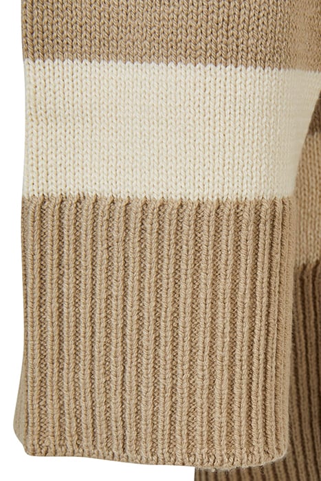 LADIES STRIPED KNIT CREW SWEATER WETSAND/SAND 10