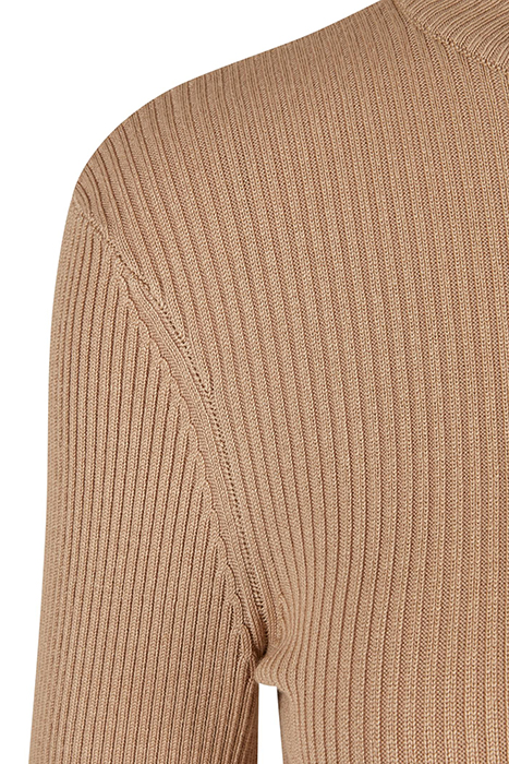 LADIES CROPPED RIB KNIT ZIP CARDIGAN UNIONBEIGE 9