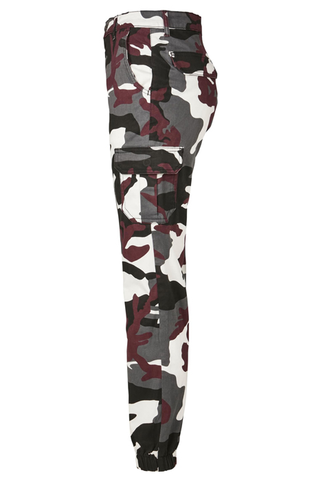 LADIES HIGH WAIST CAMO CARGO PANTS WINE CAMO 3