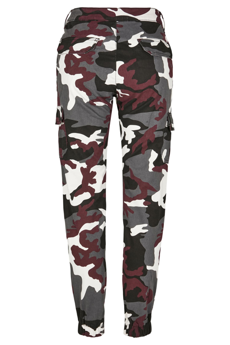 LADIES HIGH WAIST CAMO CARGO PANTS WINE CAMO 2