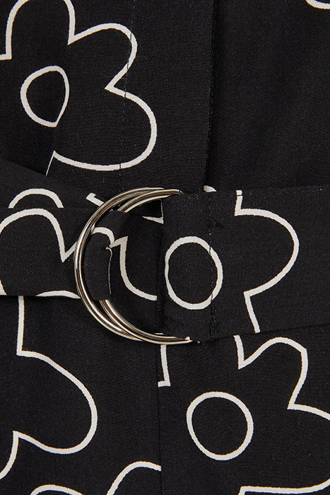 LADIES SHORT VISCOSE BELT JUMPSUIT BLACKFLOWER 10