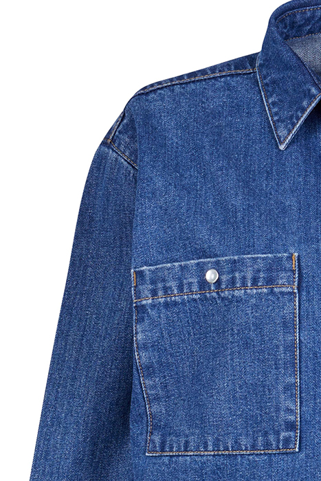 LADIES OVERSIZED DENIM SHIRT MID INDIGO WASHED 9