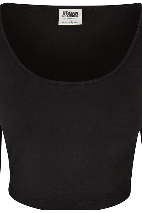LADIES ORGANIC WIDE NECK CROPPED LONGSLEEVE BLACK 10