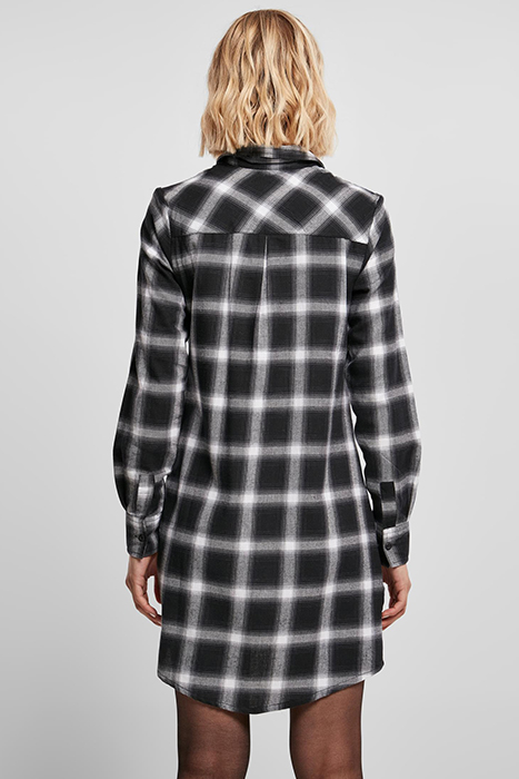 LADIES COTTON CHECK SHIRT DRESS BLACK/WHITE 2