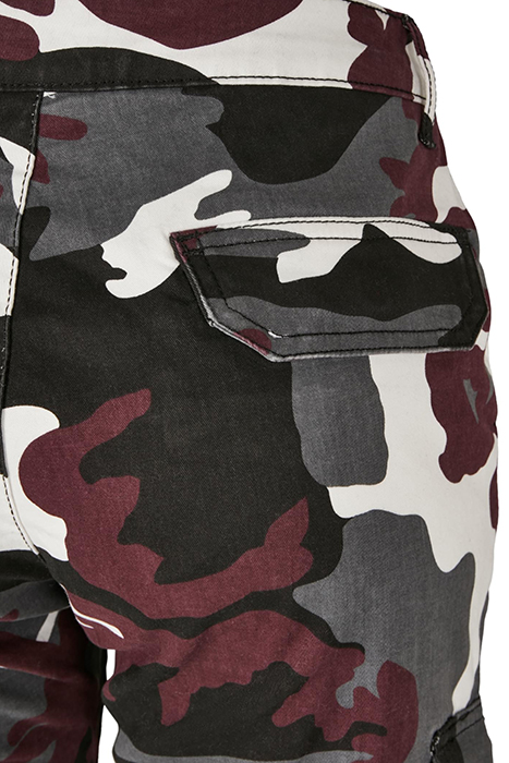 LADIES HIGH WAIST CAMO CARGO PANTS WINE CAMO 6