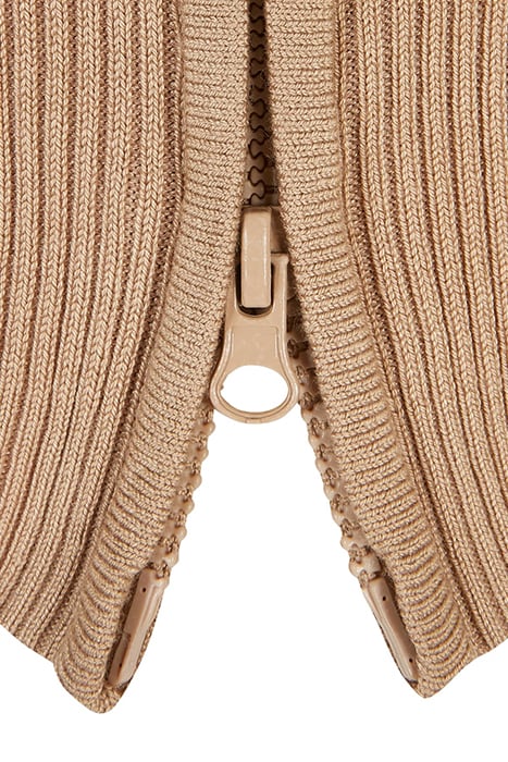 LADIES CROPPED RIB KNIT ZIP CARDIGAN UNIONBEIGE 10