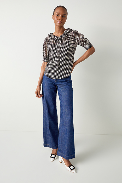 COCO POLKA BLOUS BLACK/CREAM 2