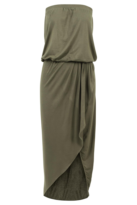 LADIES VISCOSE BANDEAU DRESS OLIVE 3